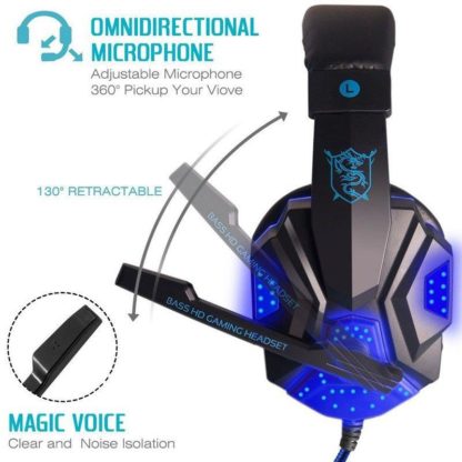 Gaming Headsets Big  LED Light Mic Stereo Earphones - Image 3