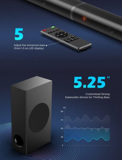 BOMAKER 190W TV Soundbar Bluetooth 5.0 Speaker Home Theater - Image 4