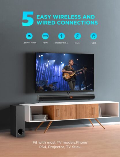 BOMAKER 190W TV Soundbar Bluetooth 5.0 Speaker Home Theater - Image 6
